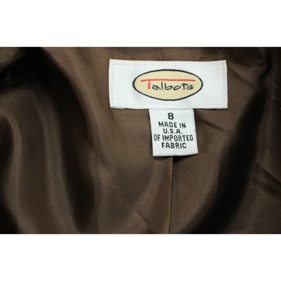 Talbots Blazer Womens Size 8 Brown 2 Button Front Wool Blend Long Sleeve - Picture 10 of 13